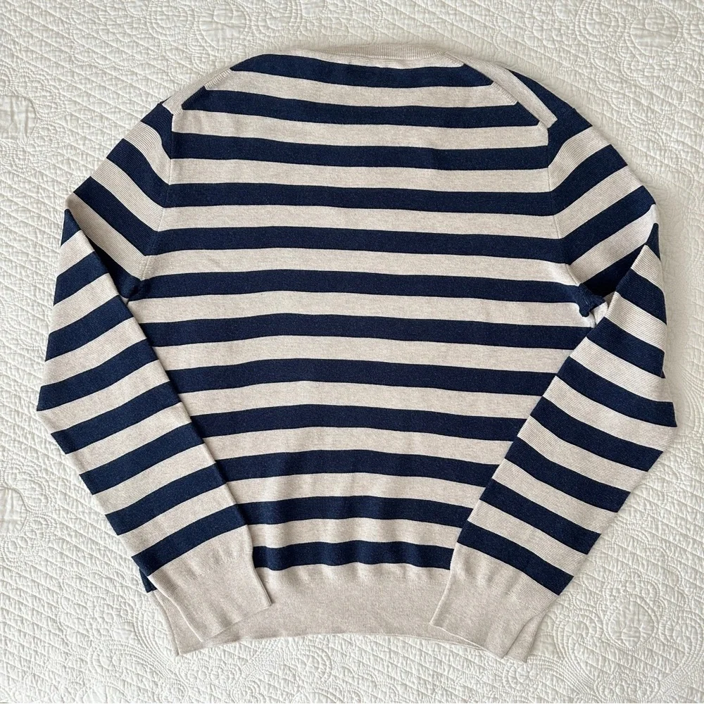 J.Crew Men's Striped Crewneck Sweater 100% Cotton Size Large K3602